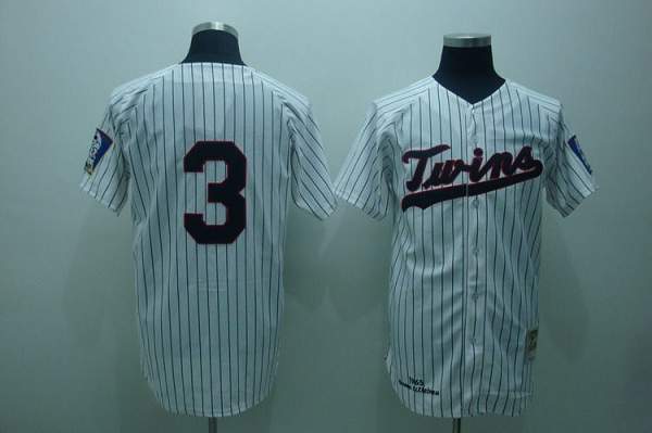Mitchelland Ness Twins #3 Harmon Killebrew Stitched White Blue Strip Throwback MLB Jersey - Click Image to Close
